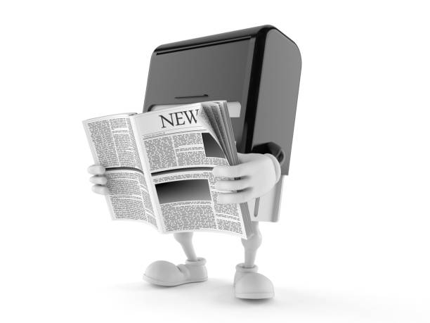 istock Rubber stamp character reading newspaper 1186854264