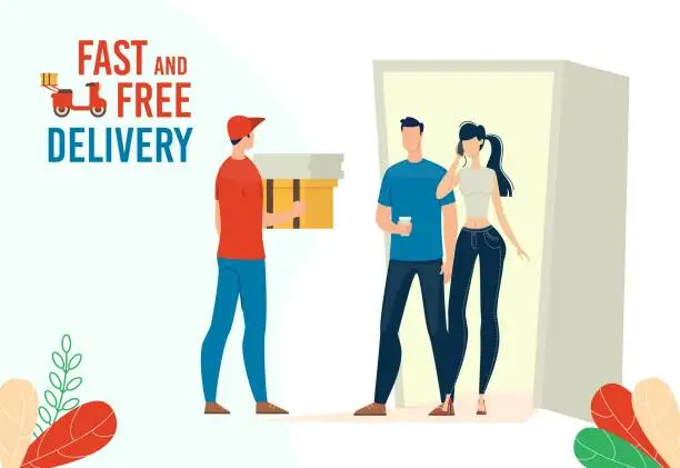 Vector illustration of Fast and Free Delivery Service Flat Vector Poster