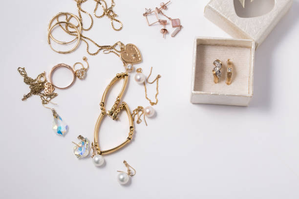 istock Various old jewelry on a white background. 1186858428