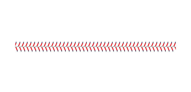 ilustrações, clipart, desenhos animados e ícones de ponto do laço do basebol e do softball isolado no fundo branco, linha reta de emenda da esfera do esporte com pontos azuis e vermelhos - red stitches