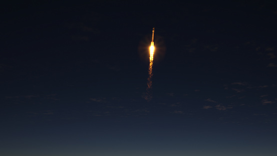 Rocket flies to space 3d illustration