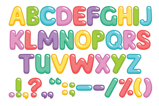 istock Funny children font with color letters. Colorful alphabet on a white background. Vector illustration. 1186872869
