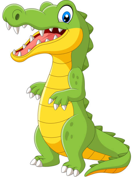 Cartoon Cute Crocodile Standing On White Background Stock Illustration -  Download Image Now - iStock