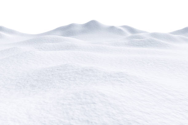 Snow hills isolated on white background White snow hills and smooth snow surface isolated on white background, 3d illustration, winter landscape deep snow stock pictures, royalty-free photos & images