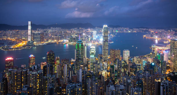 istock Hong Kong skyline at night from Victoria peak 1186876144