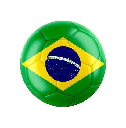 Flag of Brazil isolated on white. See whole set for other countries. 3D realistic illustration.