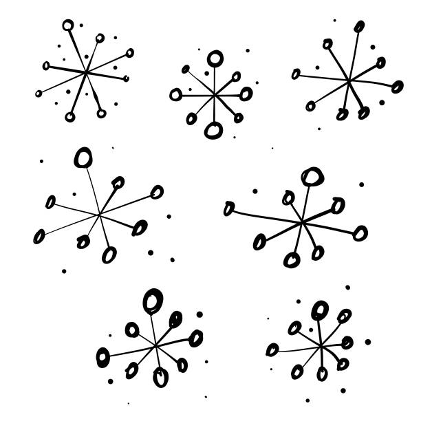 Vector illustration of a set of pencil and ink drawing snowflakes. Design elements great for greeting cards, christmas designs and holidays and special days ornaments.