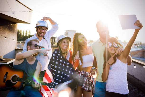 istock Happy group of young friends having fun in summer 1186878093