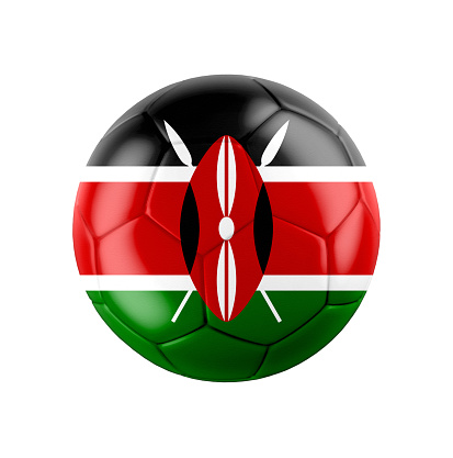 Flag of Kenya isolated on white. See whole set for other countries. 3D realistic illustration.