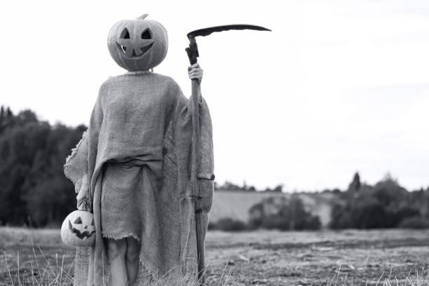 istock Head carved from pumpkin 1186882938