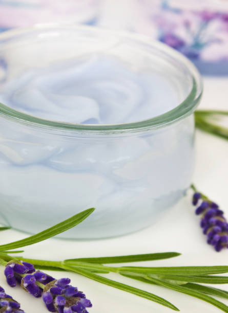 istock Lavender cosmetics cream and violet background 1186883375