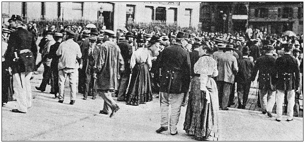 Antique photo: Street demonstration in France