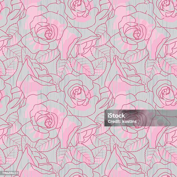 Rose Pattern Senza Bordi - Immagini vettoriali stock e altre immagini di Astratto - Astratto, Blu, Clip art
