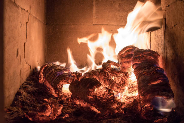 istock Blaze fire flame in stove, orange and black 1186887460