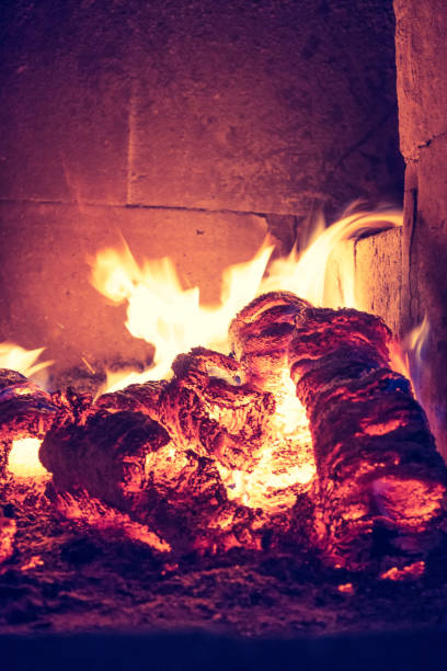 istock Blaze fire flame in stove, orange and black 1186888099