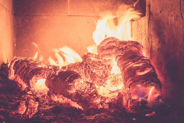 istock Blaze fire flame in stove, orange and black 1186888692