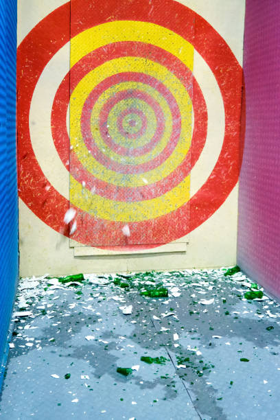 istock Target in the dash for throwing objects. Smashing plates and bottles against the wall, background 1186888956