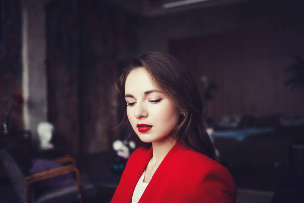 business lady in a red jacket