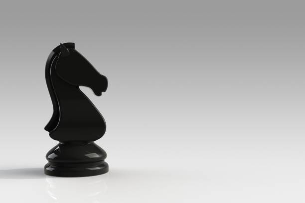 istock Black knight chess piece on white background, Chess business concept, leader teamwork & success, 3d rendering 1186890176