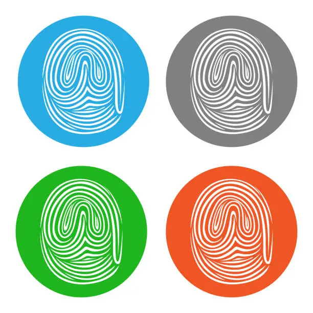 Vector illustration of Set of fingerprint icons. Vector illustration