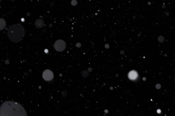 istock Overlay of real snow falling against the black night sky 1186893128