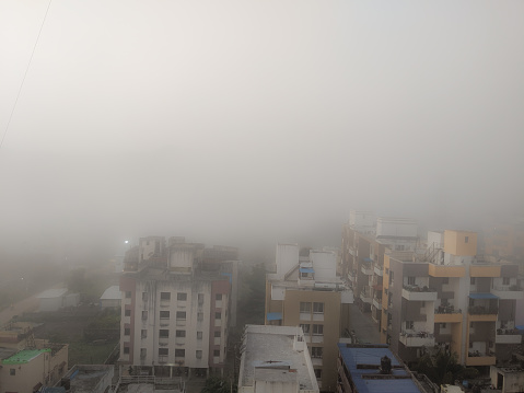 Severe smog due to air polution causing very less visibility