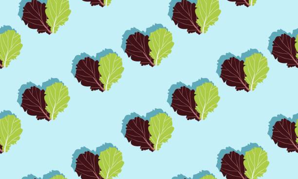istock Seamless blue background with green and purple salads with shadow. 1186899311