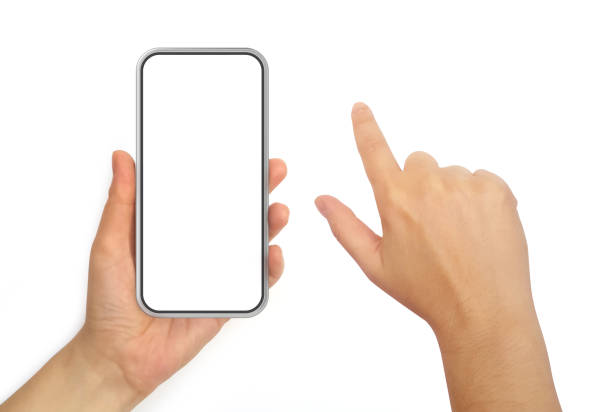 istock Hand Holding Mobile Phone and Hand With Pointing Finger 1186899963