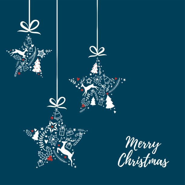 hand gezeichnet e-weihnachts-doodles in baumform - vorlage für weihnachtskarten oder einladungen - christmas ornament christmas christmas decoration sphere stock-grafiken, -clipart, -cartoons und -symbole