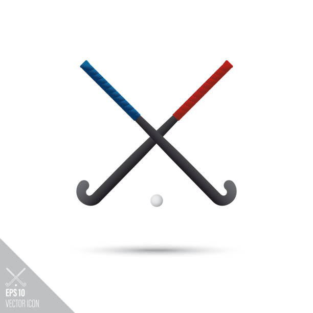 ilustraciones, imágenes clip art, dibujos animados e iconos de stock de palos de hockey de campo e icono vectorial suave de bola - hockey sobre hierba