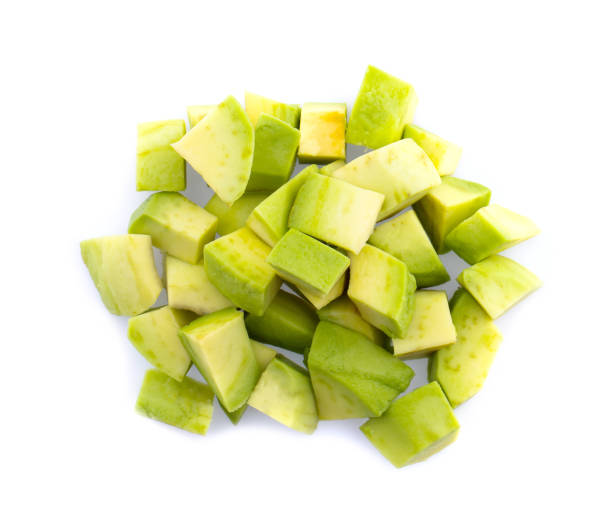 istock Fresh avocado fruits isolated on white background 1186902826