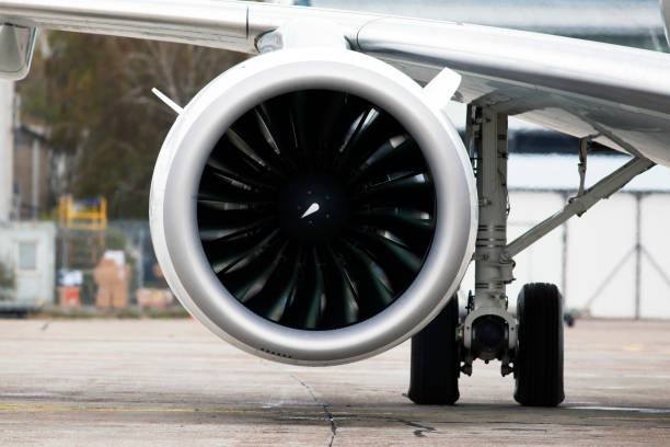 istock Modern turbofan (fanjet) airplane engine. Airbreathing jet engine 1186904365