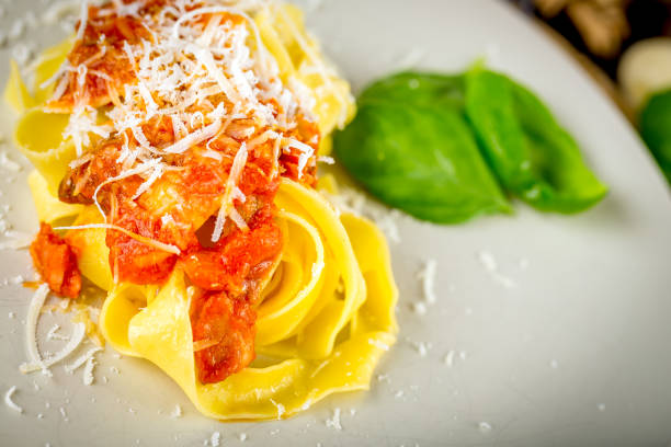 istock Fresh pasta with tomato sauce 1186906032