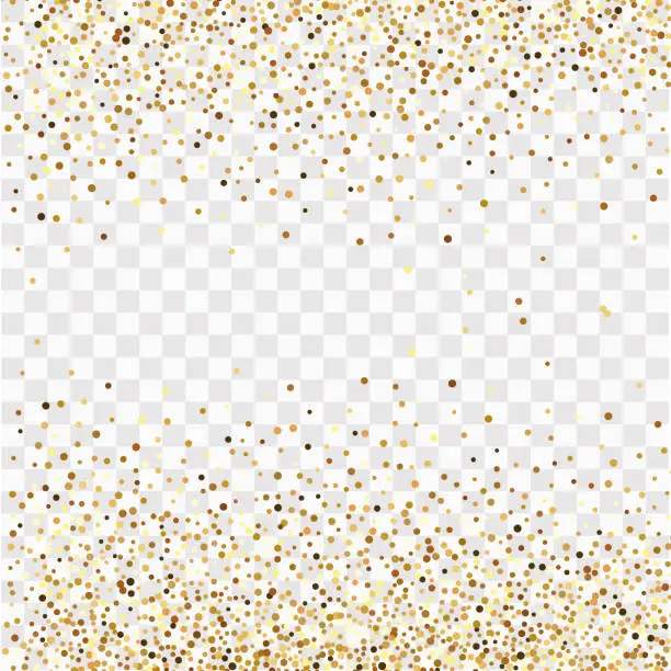 Vector illustration of Gold confetti on a transparent background, frame of gold confetti