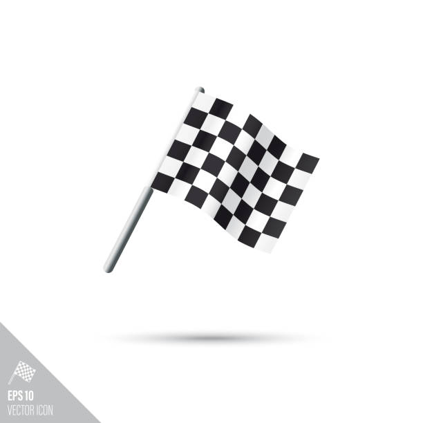 ilustrações, clipart, desenhos animados e ícones de ícone liso do vetor liso da bandeira do revestimento de competência - checkered flag flag checked winning