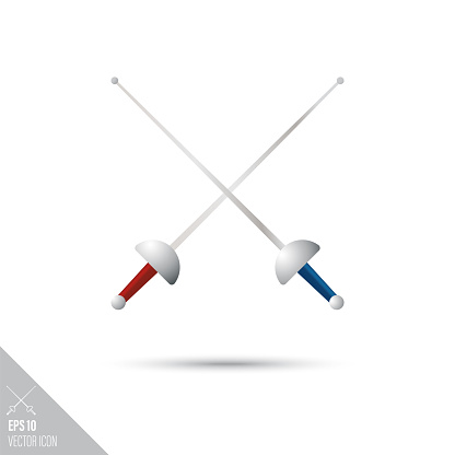 Smooth style fencing foils icon. Combat sports equipment vector illustration.