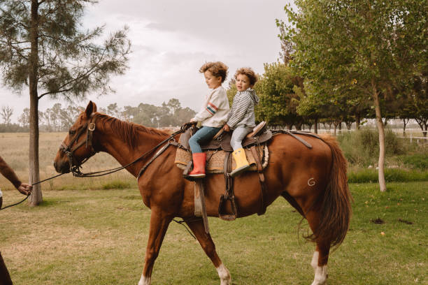 istock Brothers riding an horse 1186907867