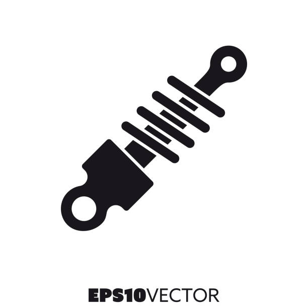 mobil shock absorber vector glyph ikon - peredam kejut ilustrasi stok