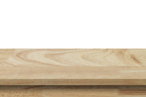 istock Empty wood table on isolate white background and display montage with copy space for product. 1186909112