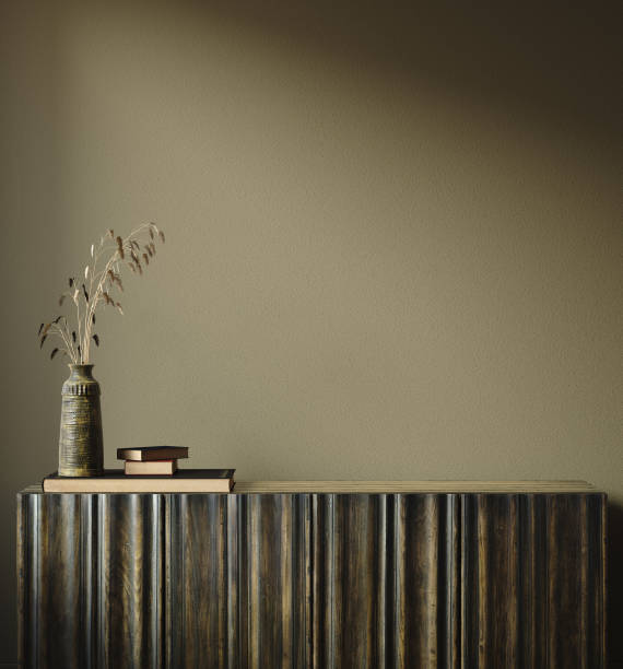istock Wall, frame mock up in dark minimalist interior close up 1186911117
