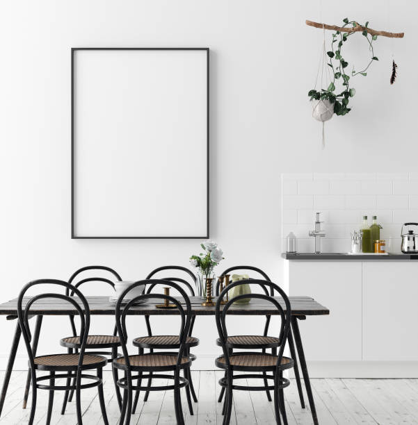 istock Poster mock up in rustic dining room, Scandinavian style 1186911136