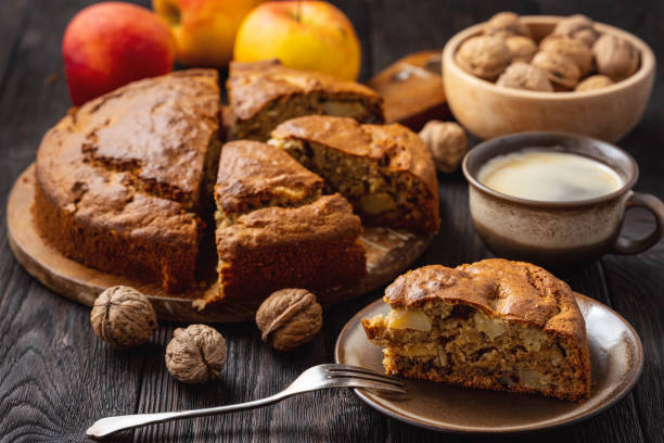 istock Homemade banana cake with apples and walnuts 1186916370