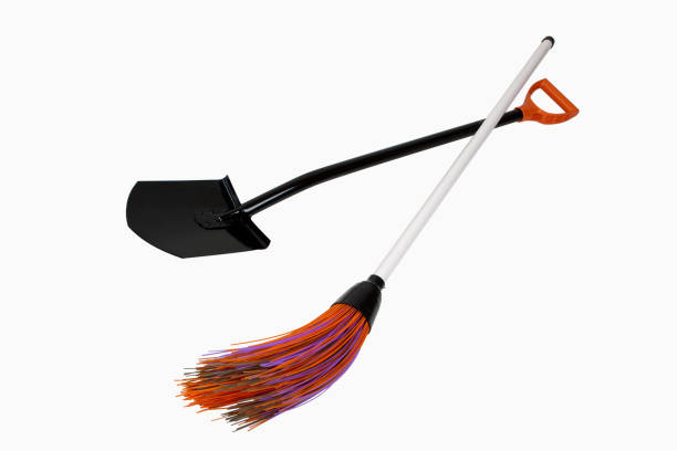 istock Black shovel and plastic broom 1186917366