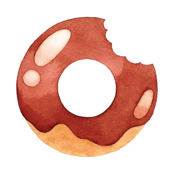 Vector illustration of Watercolor Chocolate Donut