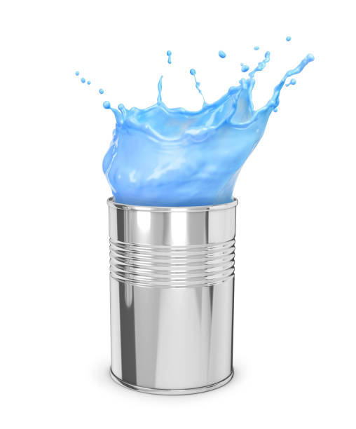 istock Splash of paint from a metal can on a white background. 1186919443