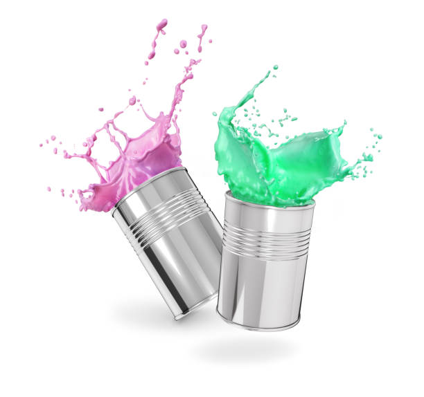 istock Splash of paint from a metal can on a white background. 1186919720