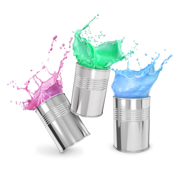 istock Splash of paint from a metal can on a white background. 1186919731