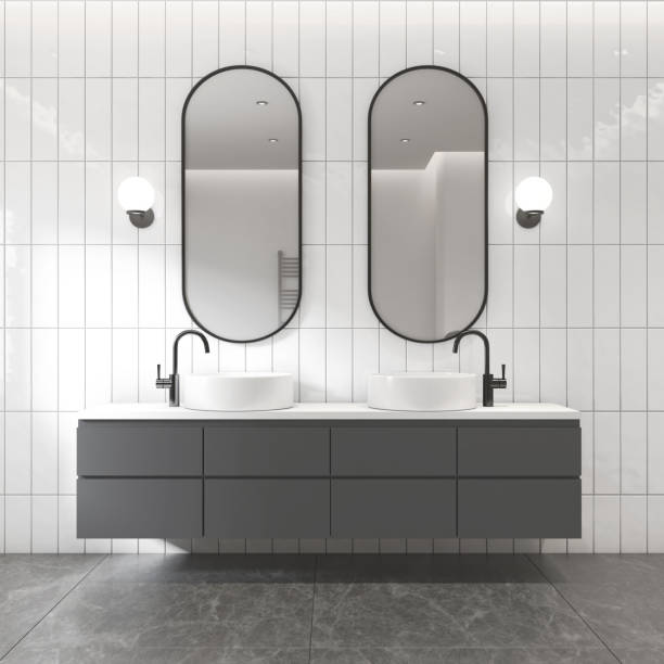 istock White and grey contemporary modern bathroom 1186919840