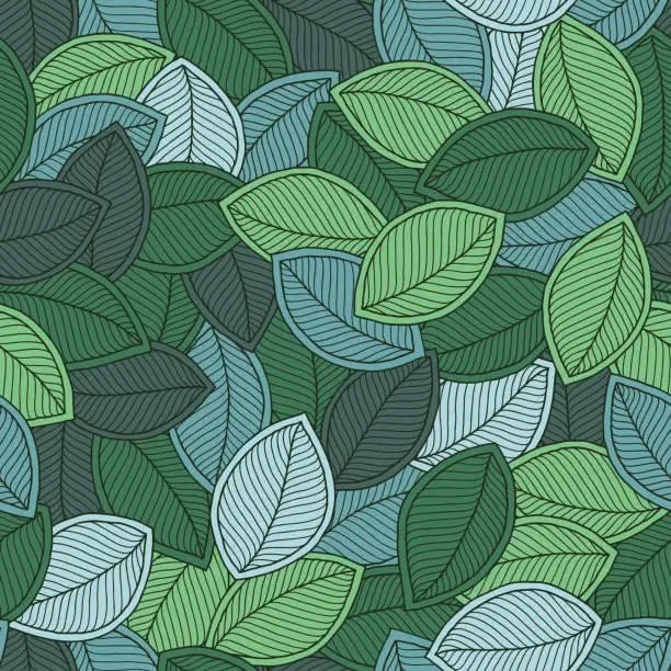 Vector illustration of Beautiful spring leaves seamless pattern