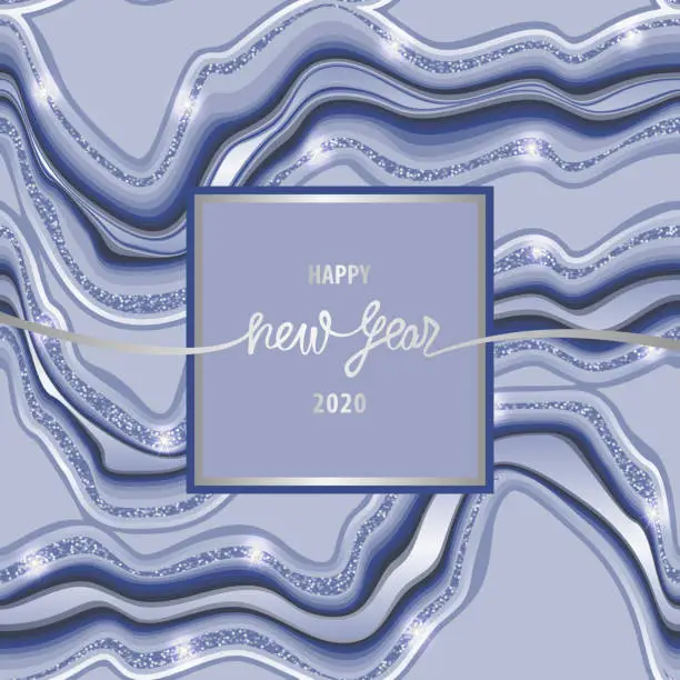 Vector illustration of Happy New Year 2020 Vector Marbling Greeting Card